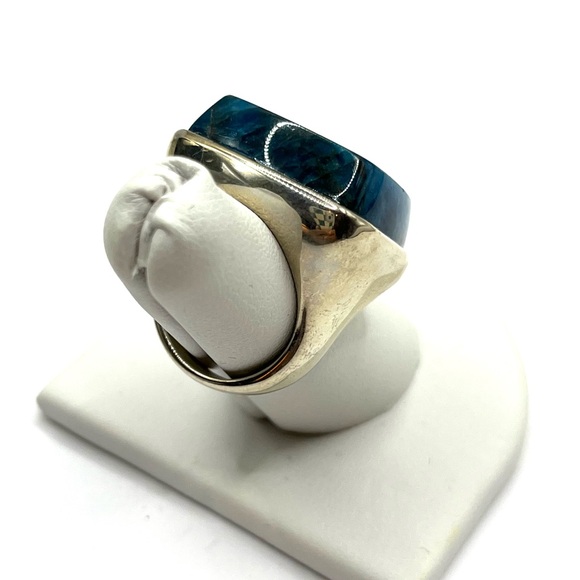 JTV Ring Blue Apatite Gemstone Rhodium Plated Sterling Silver Ring - Size 6 - Picture 5 of 15
